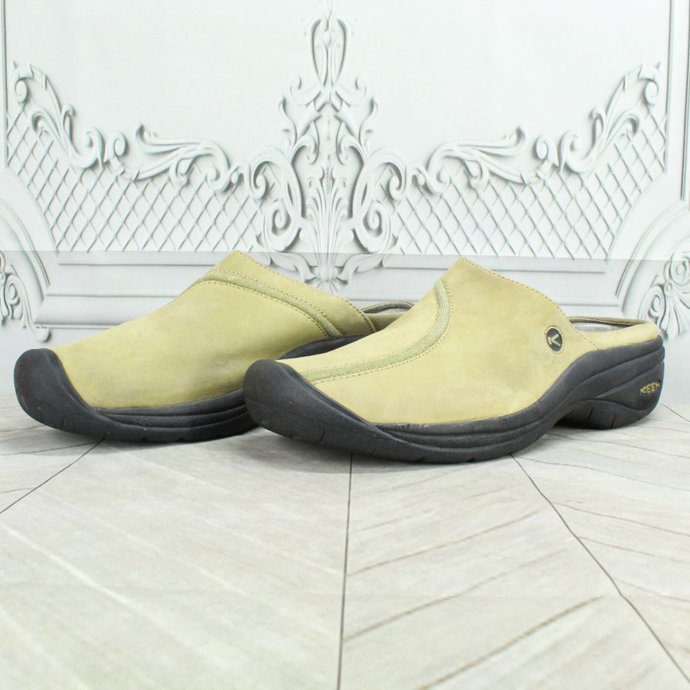 Keen XT Green Leather Slip On Round Toe Casual Mules Clogs Shoes Size 10 - Picture 2 of 9